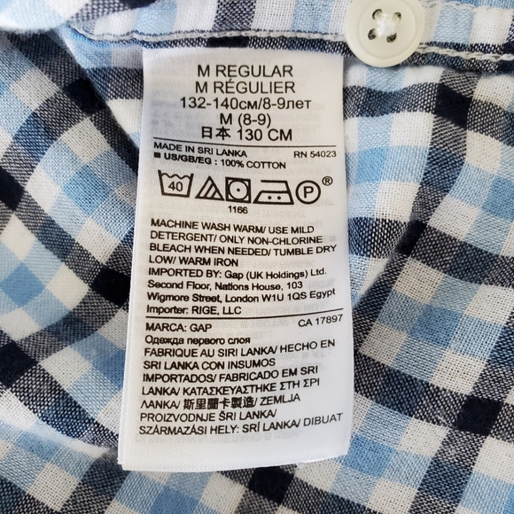 Gap Kids Button-Down Checkered Long Sleeve, Boys, Size M (8) - Picture 11 of 11